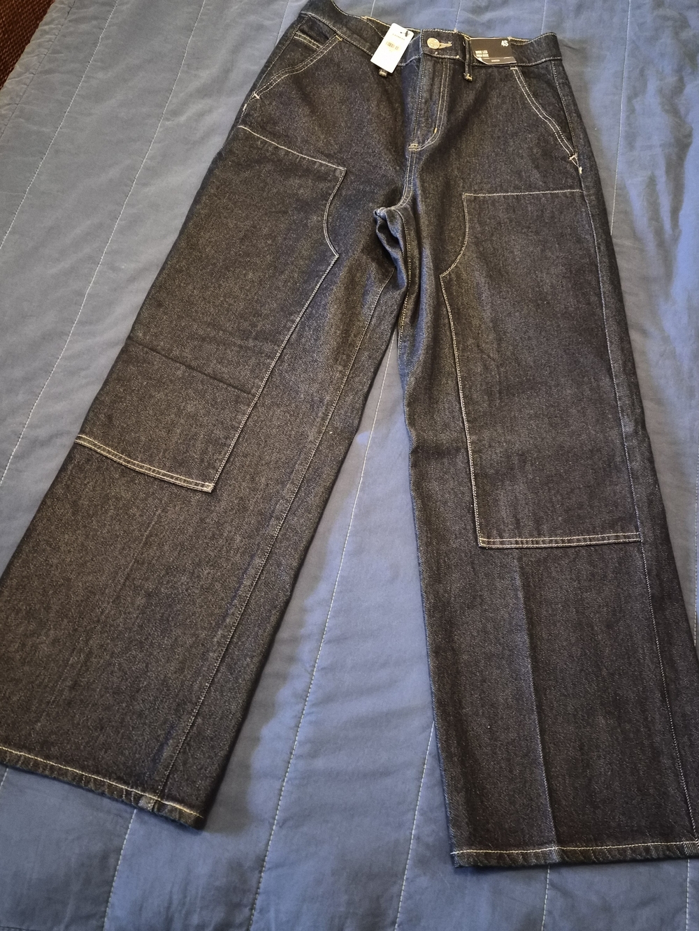 Express Wome's Wide Leg High Rise Jeans - Dark Blue